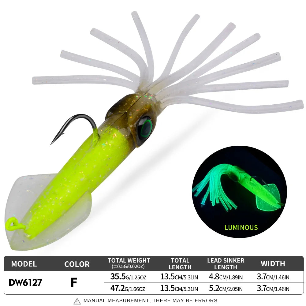 Proberos Luminous Squid Soft Jig | 35.5g / 47.2g | Heavy Lead Hook Swimbait