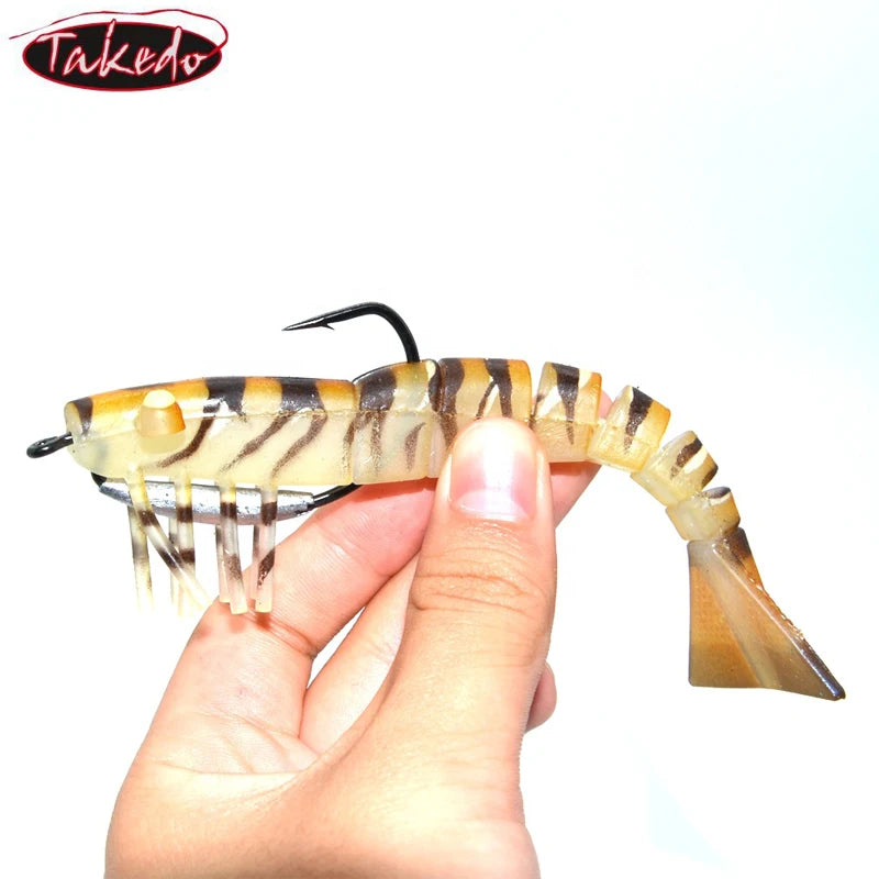 TAKEDO LIVE SHRIMP LV01A Soft Lure | 90mm / 120mm Realistic Prawn Bait | TPR Shrimp Lure