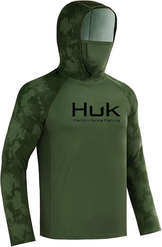 HUK Men’s Long Sleeve Camo Fishing Hoodie – UPF 50+ Sun Protection, Quick-Dry & Breathable