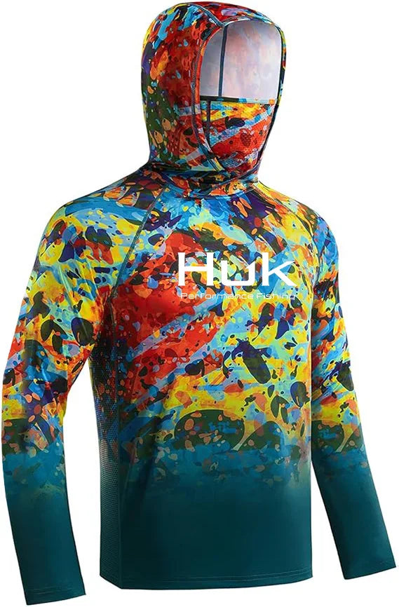 HUK Men’s Long Sleeve Camo Fishing Hoodie – UPF 50+ Sun Protection, Quick-Dry & Breathable