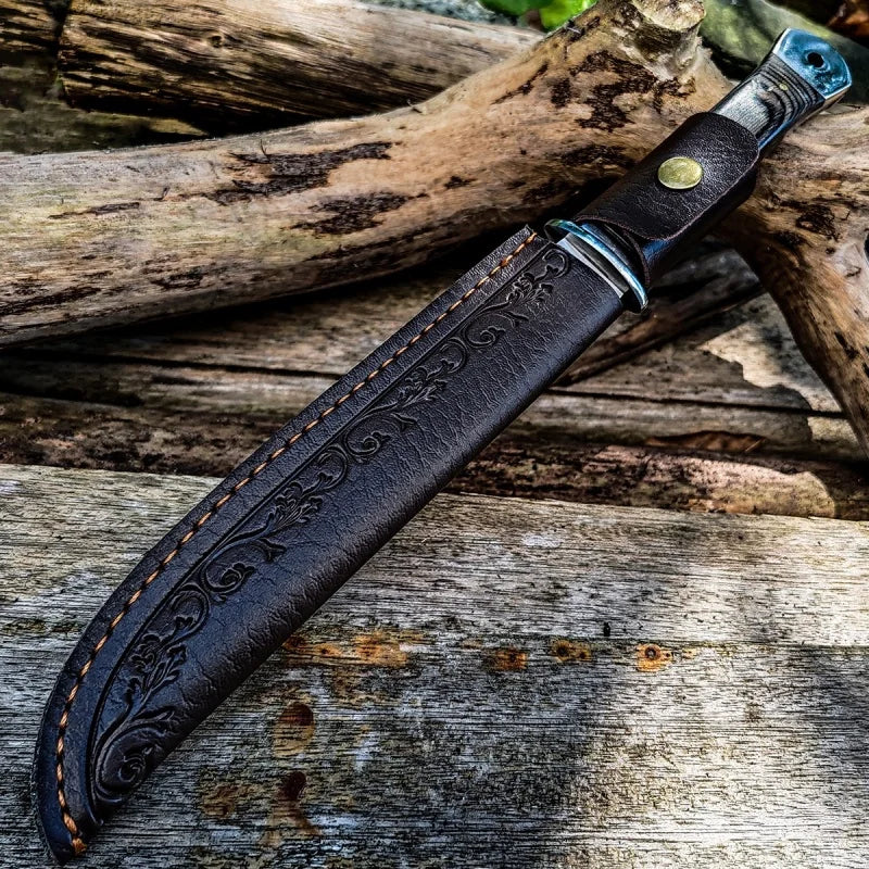 Fixed Blade Outdoor Knife | 3Cr Steel | Wooden Handle | 22cm Overall Length