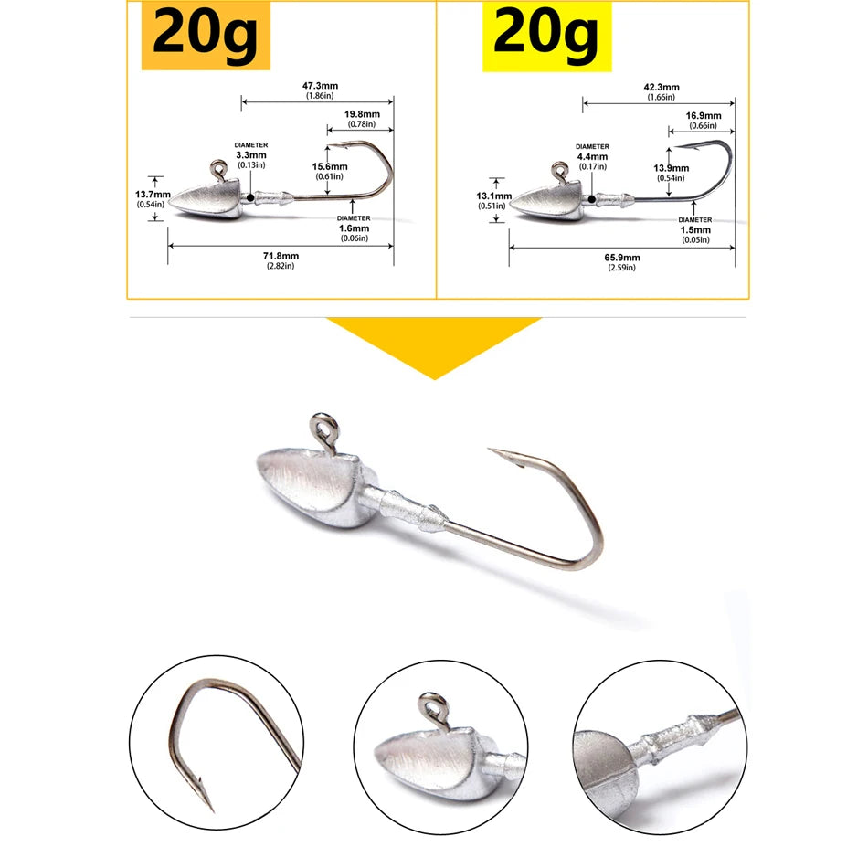 Triangle Jig Head Hooks | 3.5g–20g Weighted Soft Plastic Hooks | Fishing Jig Heads