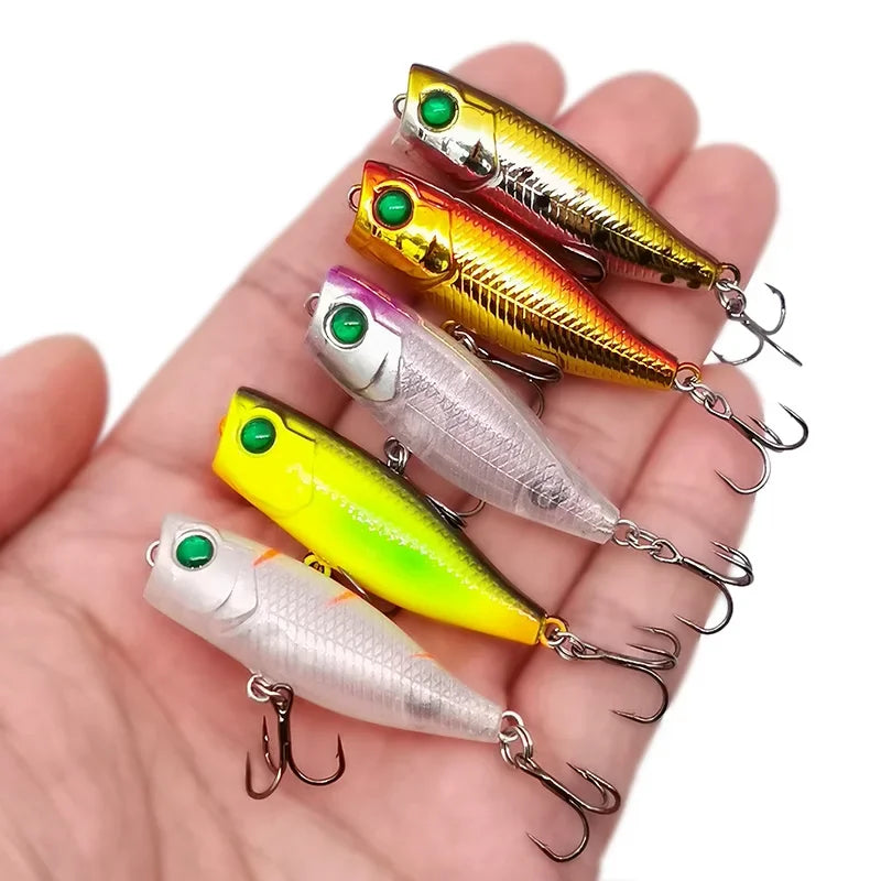 Mini Topwater Popper Lure | 4cm 3.5g Surface Fishing Lure with 3D Eyes
