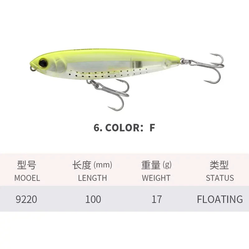 KNCONAN 100mm Topwater Pencil Lure | 17g Floating Walk-The-Dog Hardbody