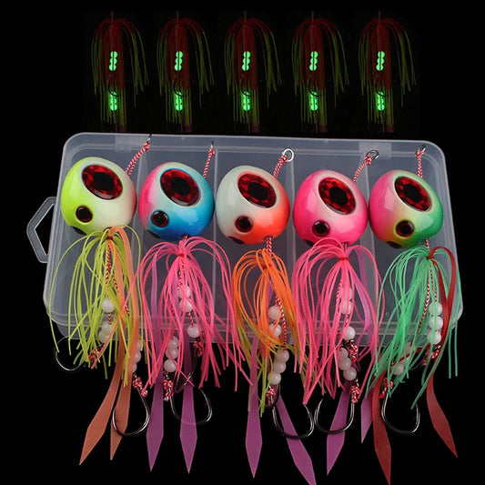 5-Piece Tai Kabura Slider Jig Set – 60–200 g Saltwater Bottom Fishing Lures