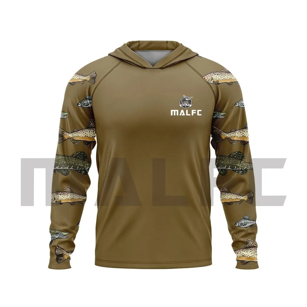 MALFC Men’s UPF50+ Fishing Hoodie | Long Sleeve Sun Protection Fishing Shirt