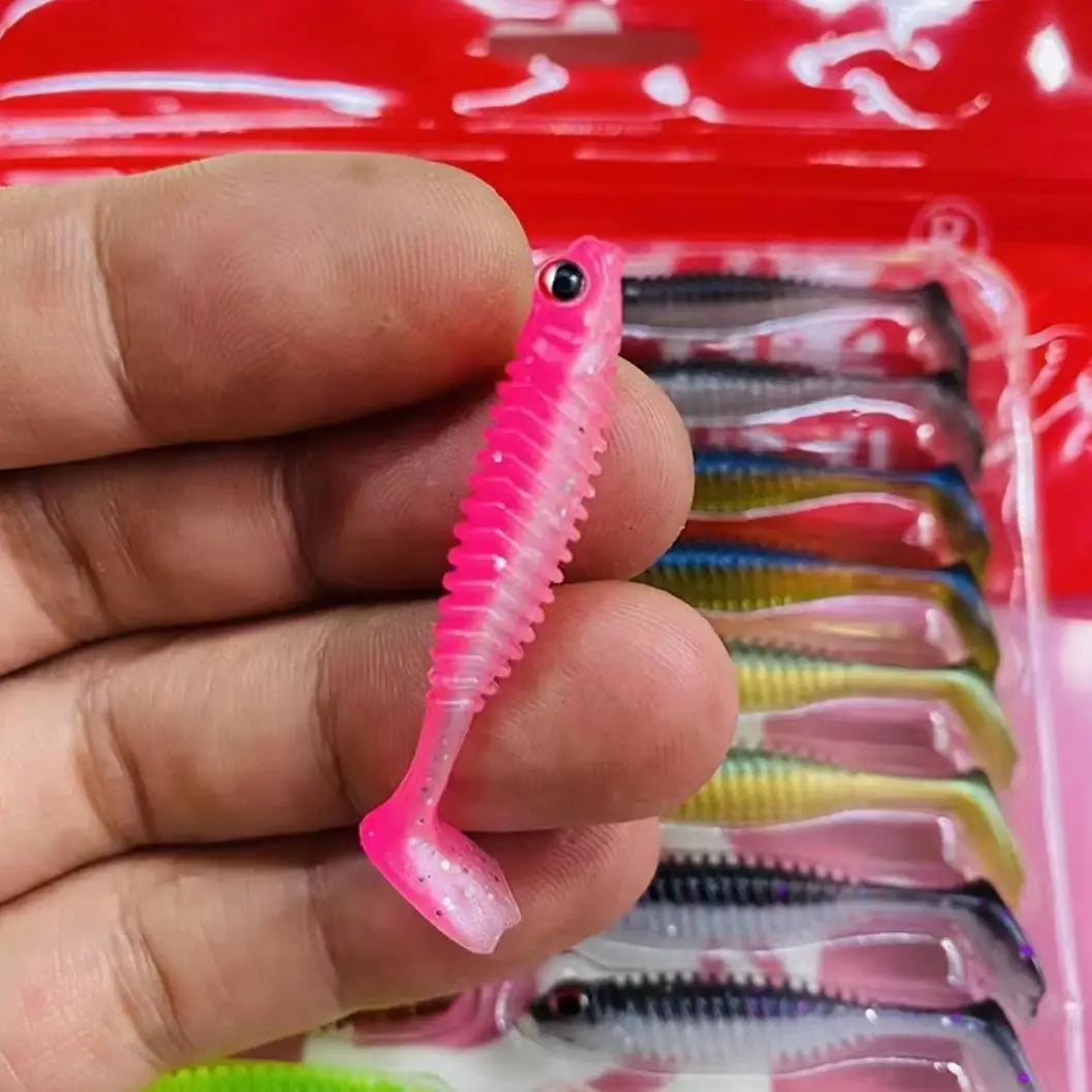 20pcs Soft Plastic Lure Set | 4cm 1g Paddle Tail Baits | Luminous Fishing Lures