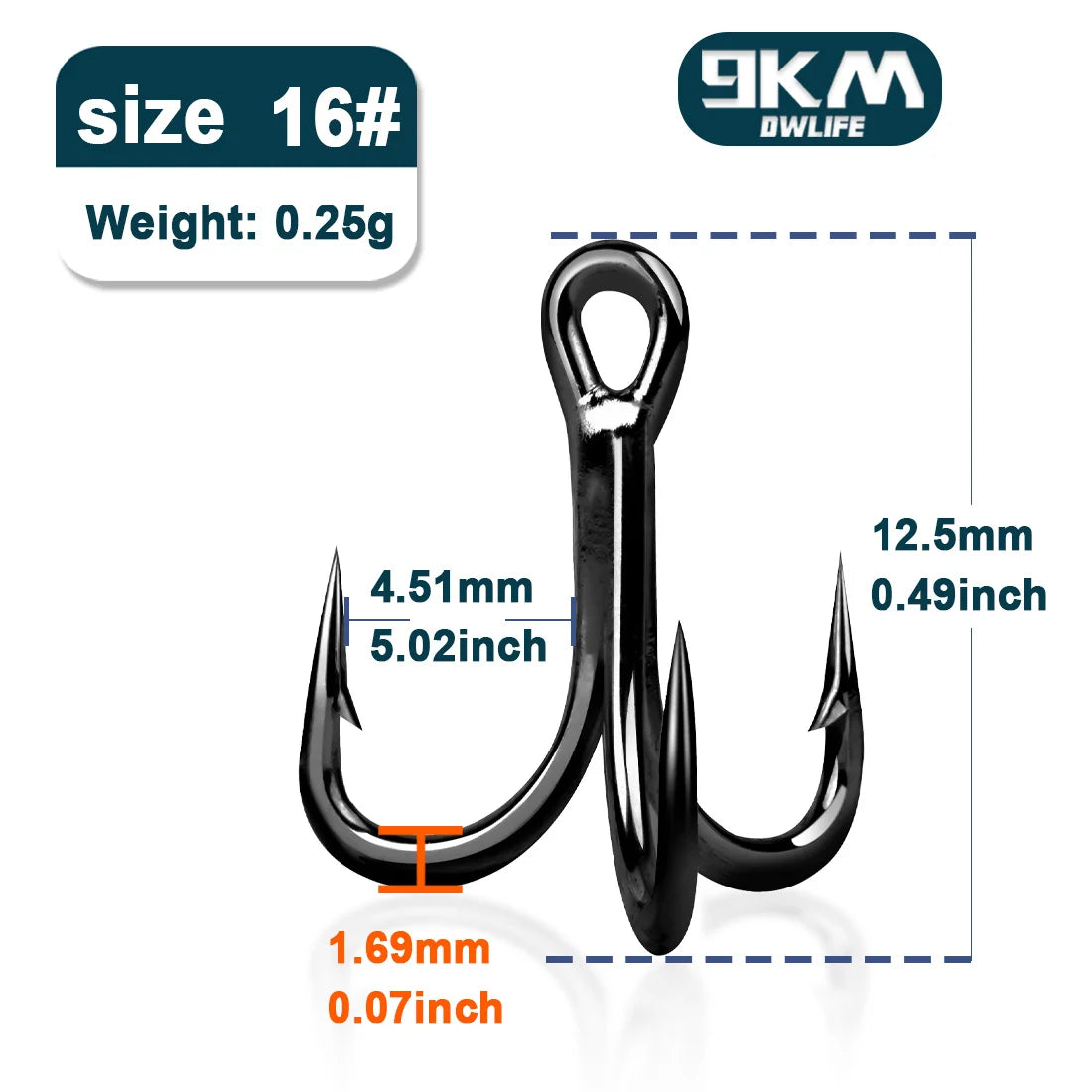 9KM 4X Treble Hooks | High Carbon Steel Barbed Replacement Hooks | 10–30pcs