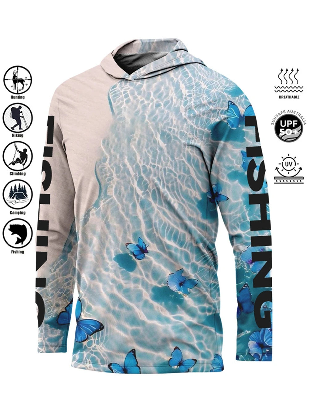 Men’s UPF50+ Fishing Hoodie | Quick-Dry Breathable Long Sleeve Fishing Shirt