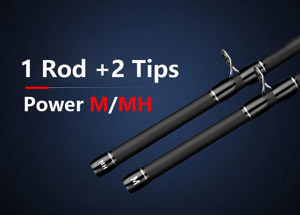 2-Section Carbon Spinning & Casting Rod – Dual Tips (M / MH Power)