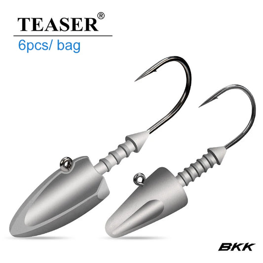TEASER Bullet Jig Head Hooks | 6 Pack | 3.5–14g | Screw-Lock Soft Plastic Jig Heads