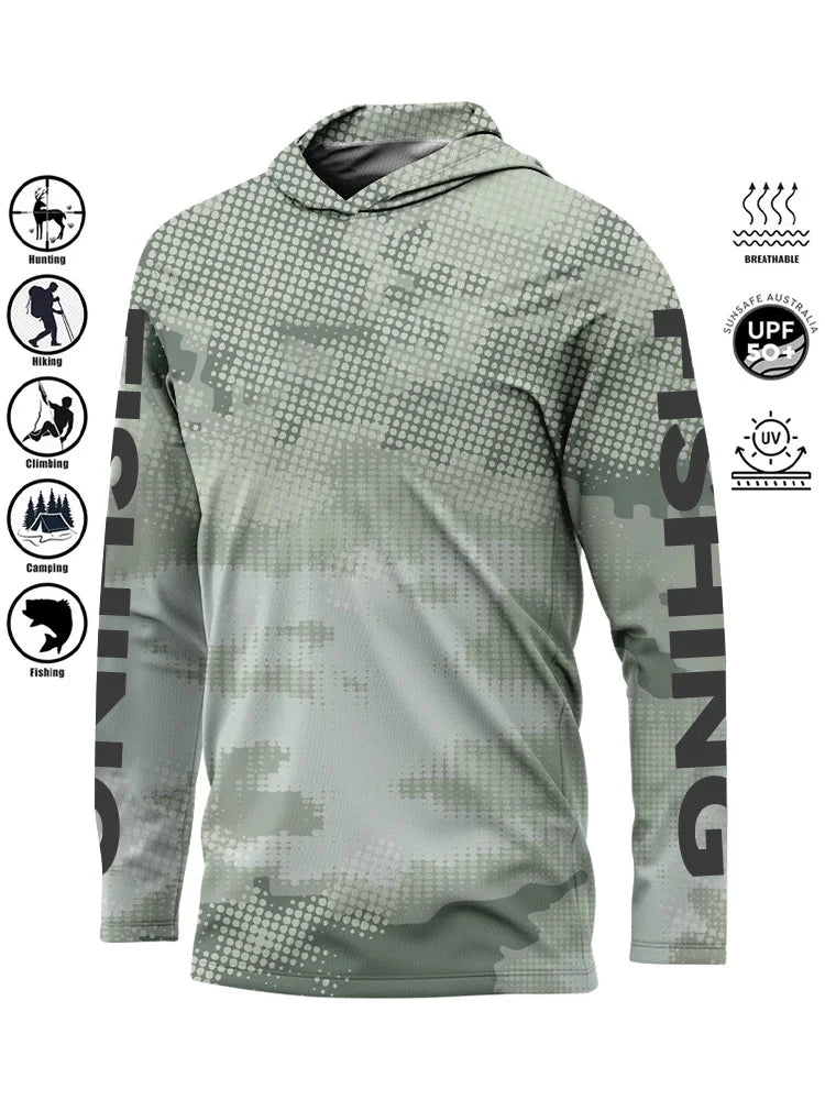 Men’s UPF50+ Fishing Hoodie | Quick-Dry Breathable Long Sleeve Fishing Shirt