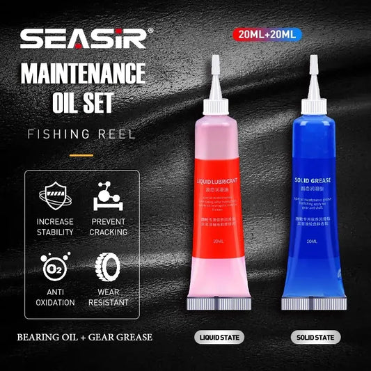 SEASIR Fishing Reel Maintenance Kit | Protective Grease 20ml + Lubricant Oil 20ml (2pcs)