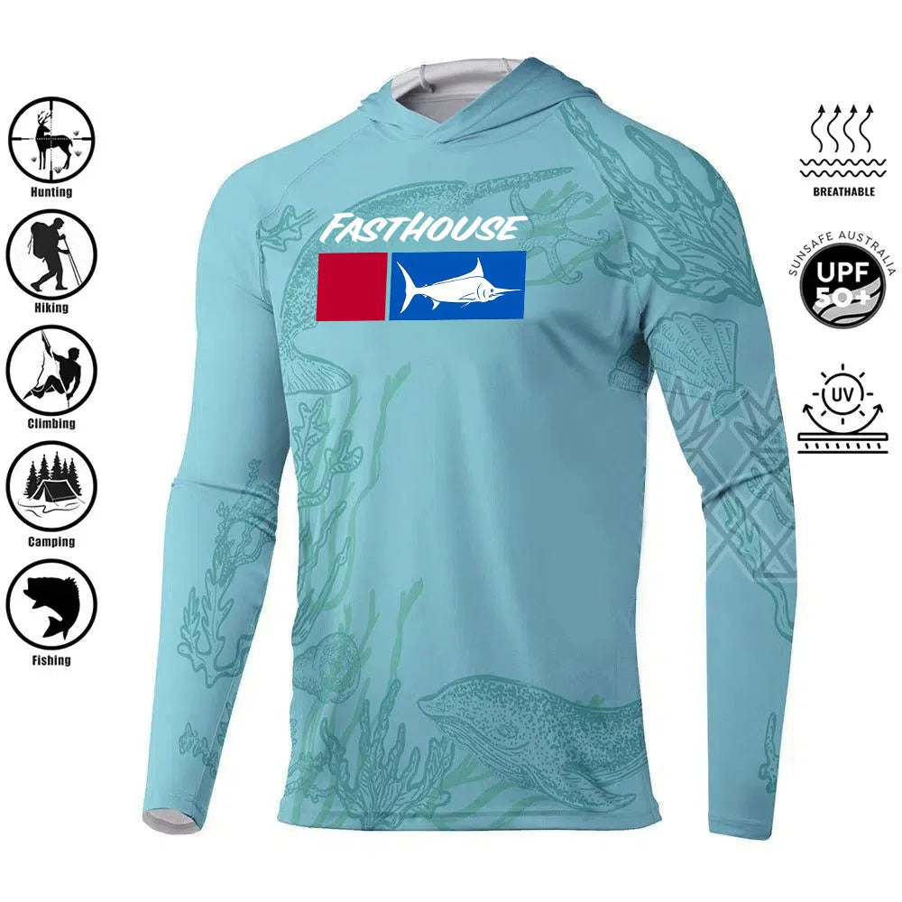 UPF 50+ Australian Summer Fishing Hoodie | Sun Safe Quick-Dry Long Sleeve Shirt