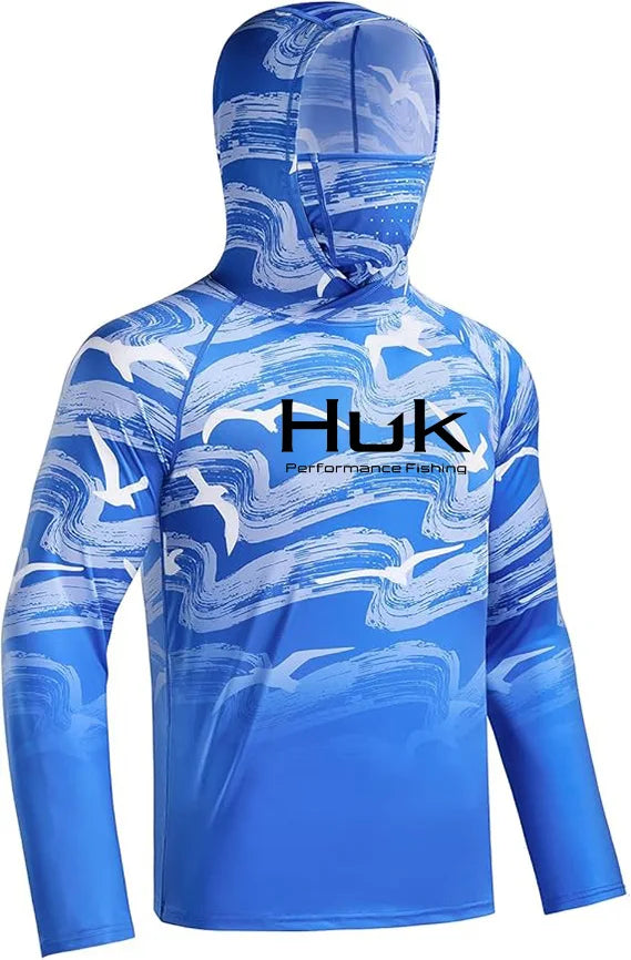 HUK Men’s Long Sleeve Camo Fishing Hoodie – UPF 50+ Sun Protection, Quick-Dry & Breathable