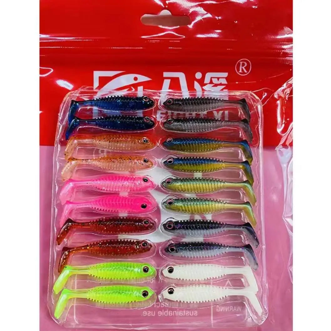 20pcs Soft Plastic Lure Set | 4cm 1g Paddle Tail Baits | Luminous Fishing Lures