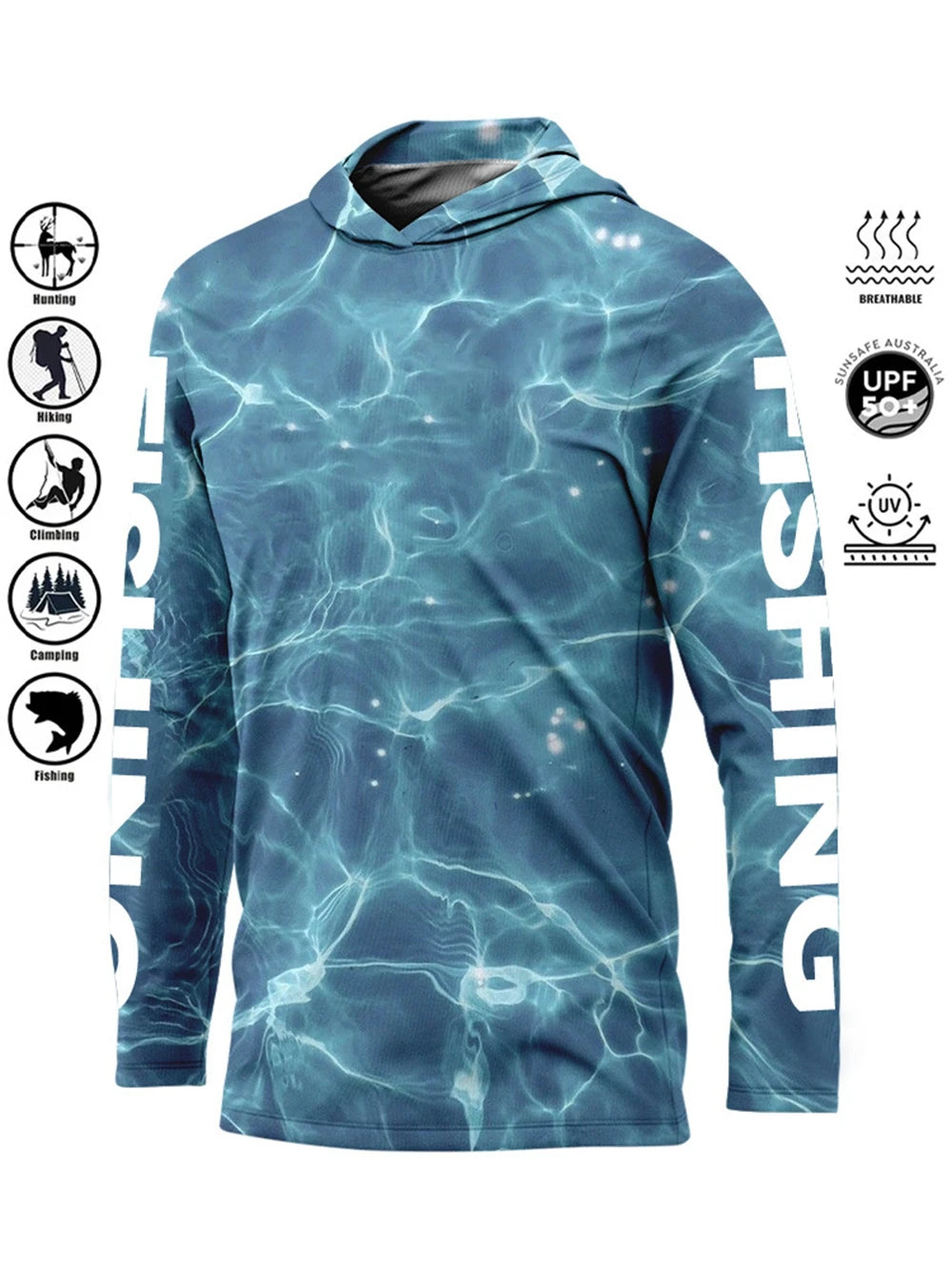 Men’s UPF50+ Fishing Hoodie | Quick-Dry Breathable Long Sleeve Fishing Shirt