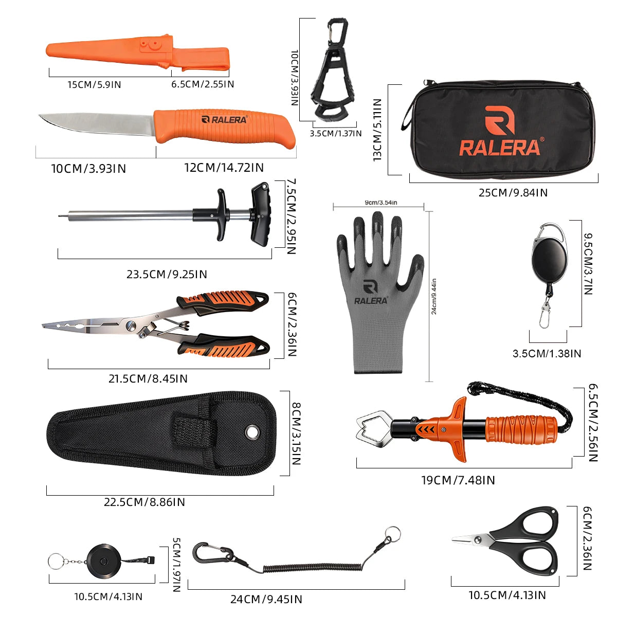 Compete Lure Fishing Tool Set | Fish Gripper, Pliers, Hook Remover & Fishing Knife Kit