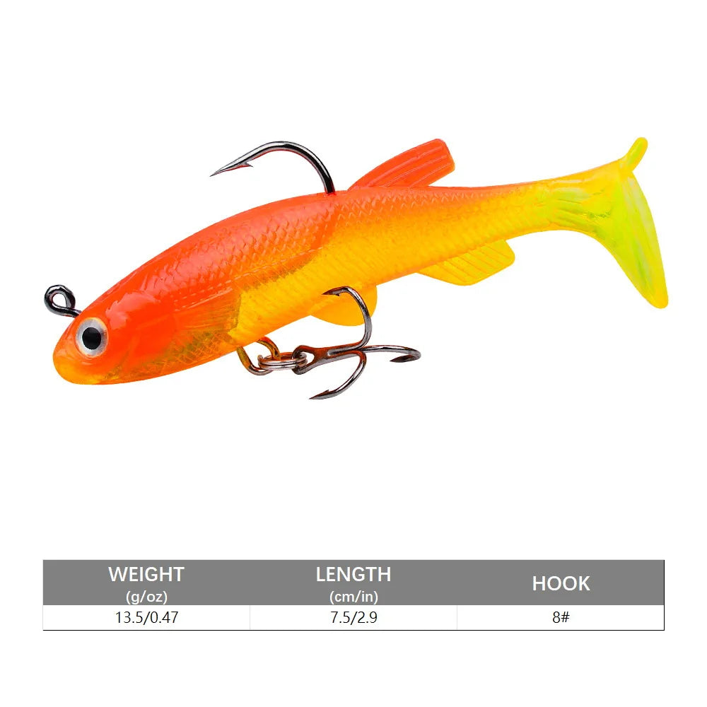 SANMO Curly Tail Soft Lure | 75mm / 85mm Sinking Swimbait | T-Tail Fishing Bait