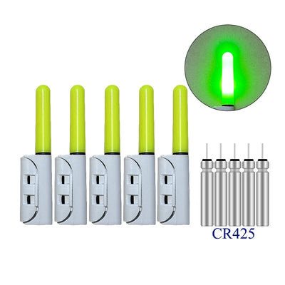 Electronic Fishing Glow Sticks (5-Pack) | Includes 5× CR425 Batteries | Waterproof LED Bite Indicators