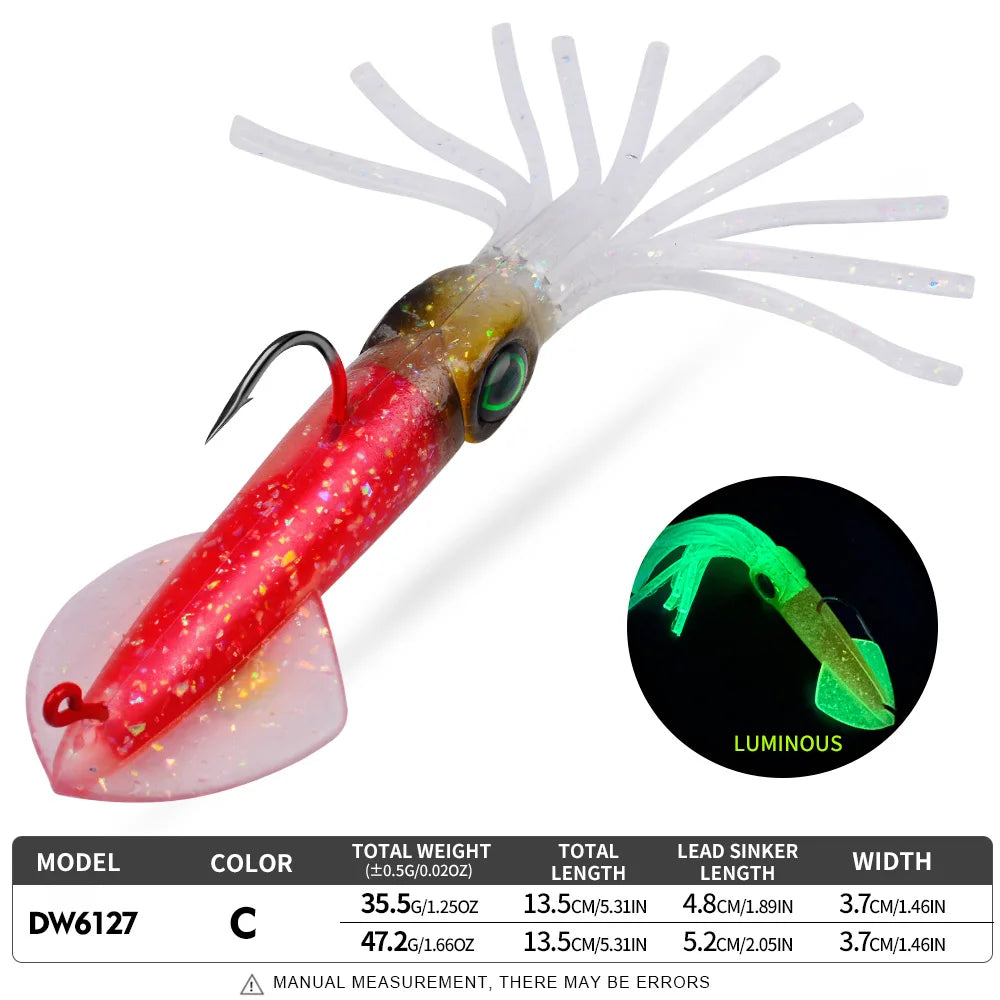 Proberos Luminous Squid Soft Jig | 35.5g / 47.2g | Heavy Lead Hook Swimbait