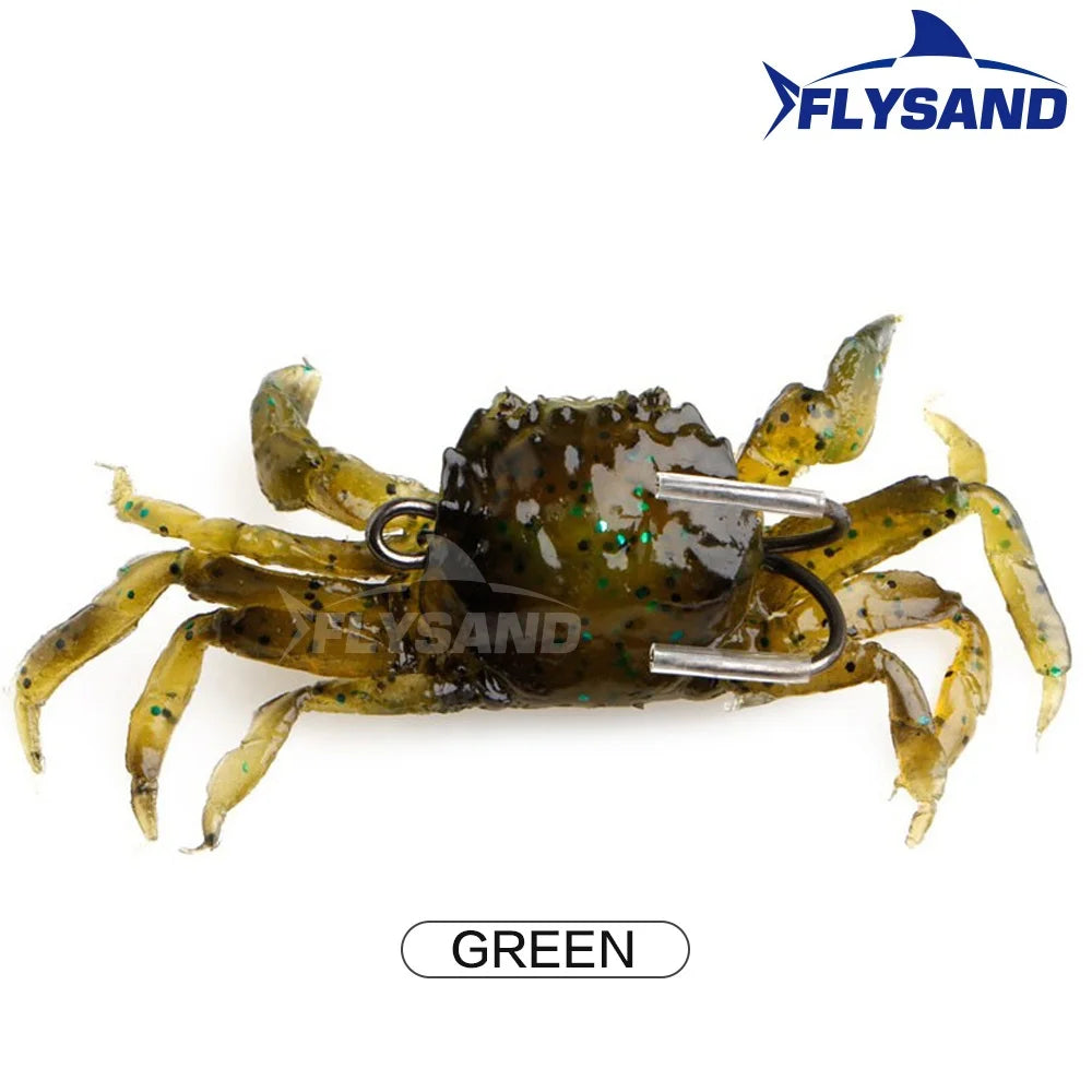 FLYSAND Bionic Crab Soft Lure | Silicone 3D Crab Bait with Hook | 1pc Jig Head Lure