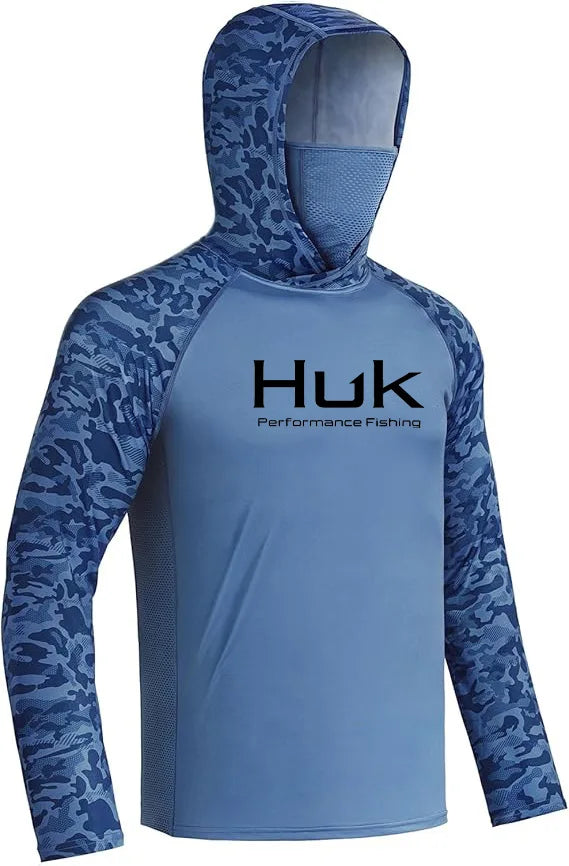 HUK Men’s Long Sleeve Camo Fishing Hoodie – UPF 50+ Sun Protection, Quick-Dry & Breathable