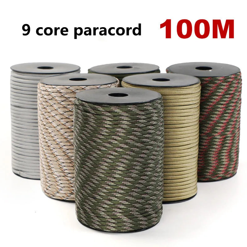 550 Paracord Rope | 4mm 9-Core Survival Cord | 50m / 100m Outdoor Utility Rope