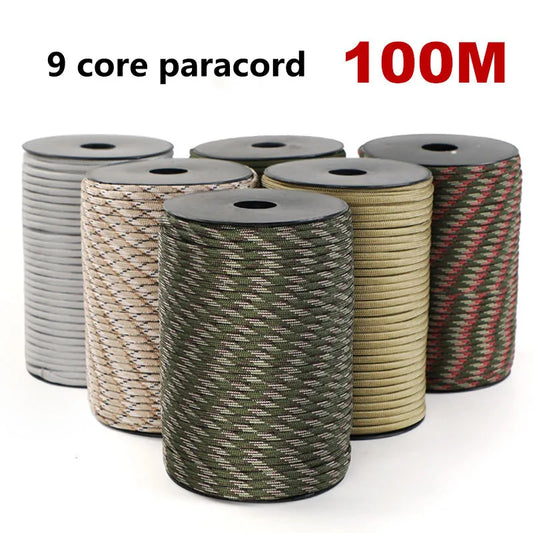 550 Paracord Rope | 4mm 9-Core Survival Cord | 50m / 100m Outdoor Utility Rope