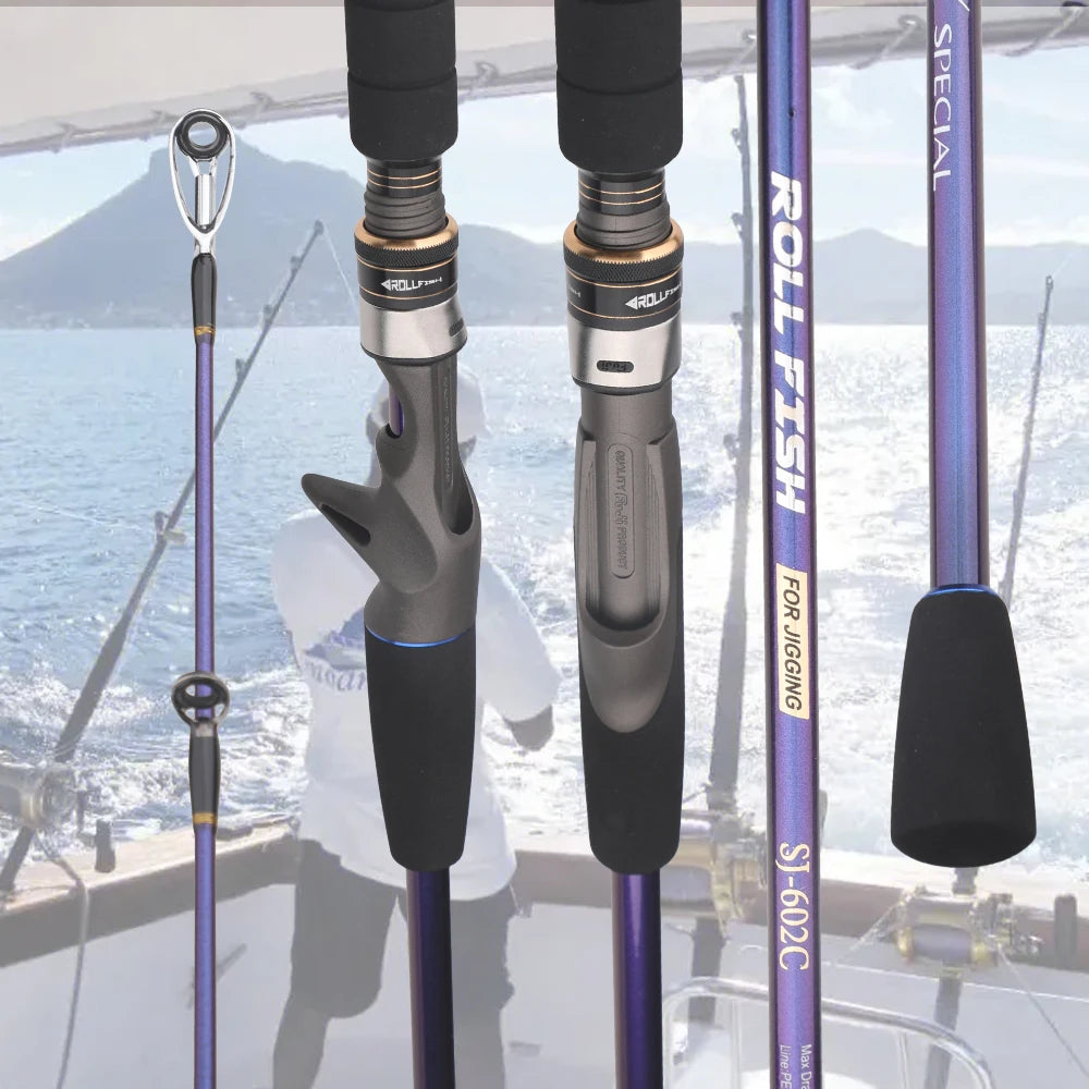 ROLLFISH Carbon Slow Jigging Rod | Fuji Reel Seat | Ergonomic Handle | Saltwater & Deep-Sea Ready