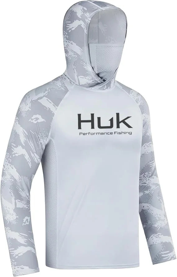 HUK Men’s Long Sleeve Camo Fishing Hoodie – UPF 50+ Sun Protection, Quick-Dry & Breathable