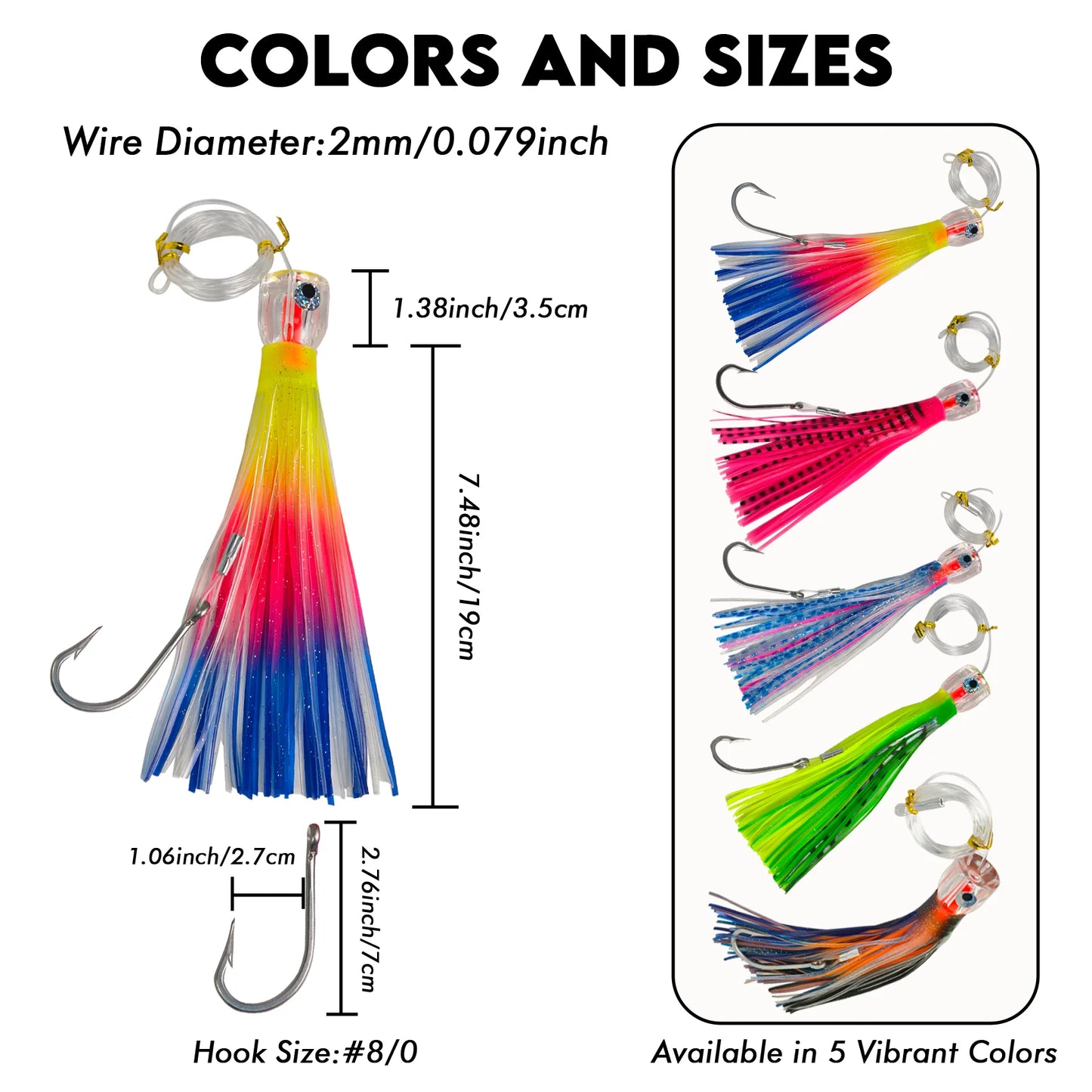Acrylic Cup Head Jet Hole Trolling Lure | Pre-Rigged 8/0 Hook | Offshore Saltwater Lure for Marlin, Tuna & Wahoo