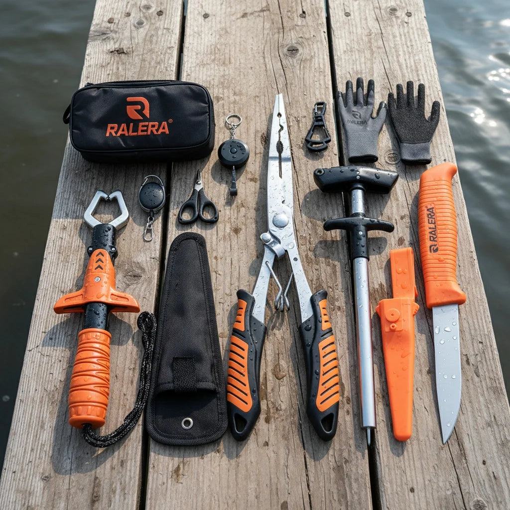Compete Lure Fishing Tool Set | Fish Gripper, Pliers, Hook Remover & Fishing Knife Kit