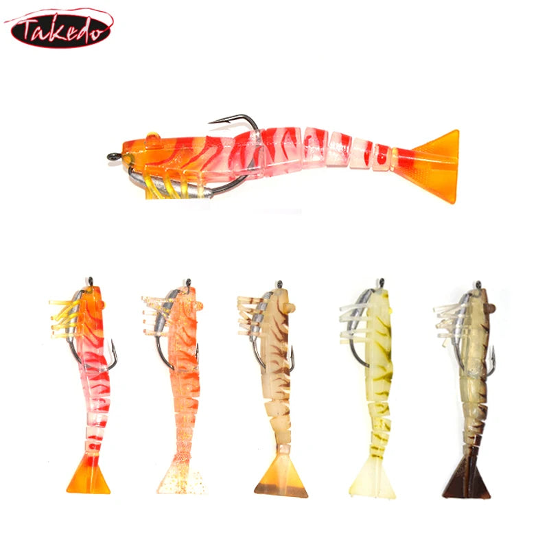 TAKEDO LIVE SHRIMP LV01A Soft Lure | 90mm / 120mm Realistic Prawn Bait | TPR Shrimp Lure