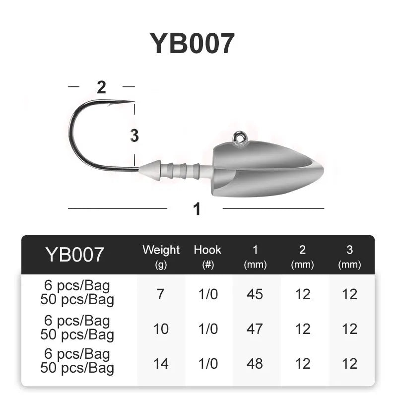 TEASER Bullet Jig Head Hooks | 6 Pack | 3.5–14g | Screw-Lock Soft Plastic Jig Heads