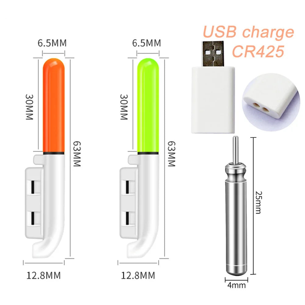 Upgraded LED Night Fishing Float Set | USB Rechargeable | CR425 Battery Included