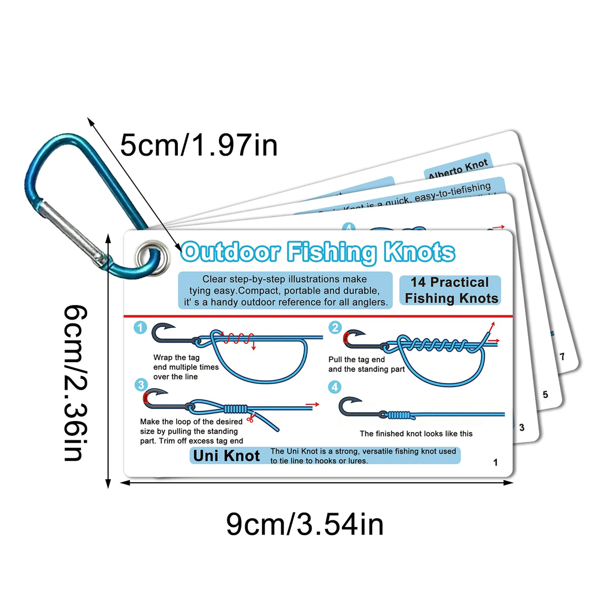 7-Piece Fishing Knot Guide Cards | 14 Essential Knots | Waterproof Pocket Reference