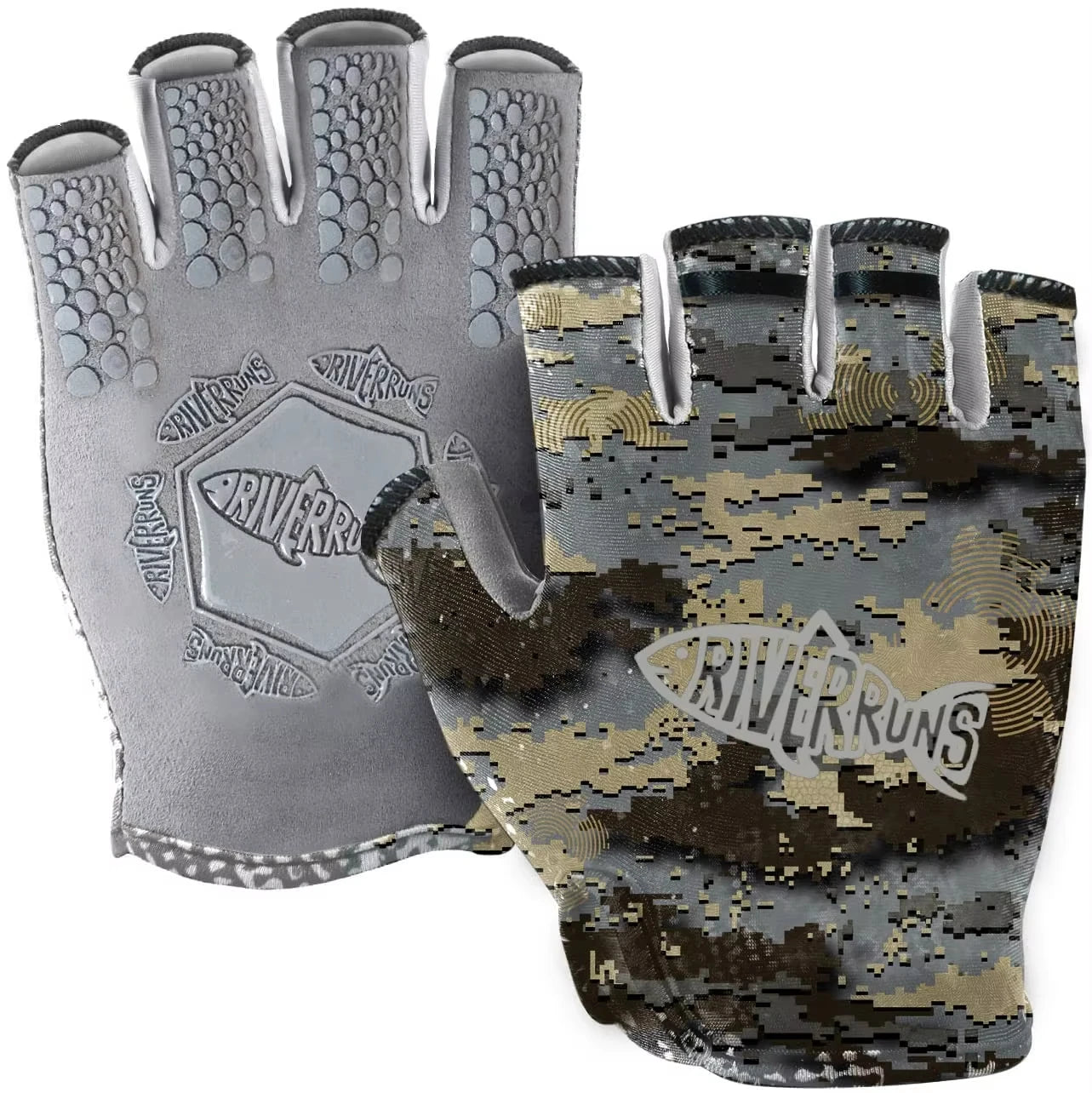 UPF 50+ Fingerless Fishing Gloves | Lightweight Sun Protection Gloves | Non-Slip Grip