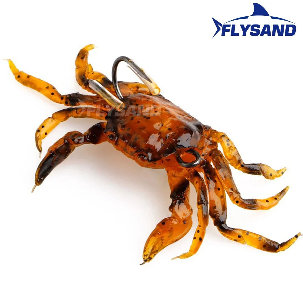 FLYSAND Bionic Crab Soft Lure | Silicone 3D Crab Bait with Hook | 1pc Jig Head Lure