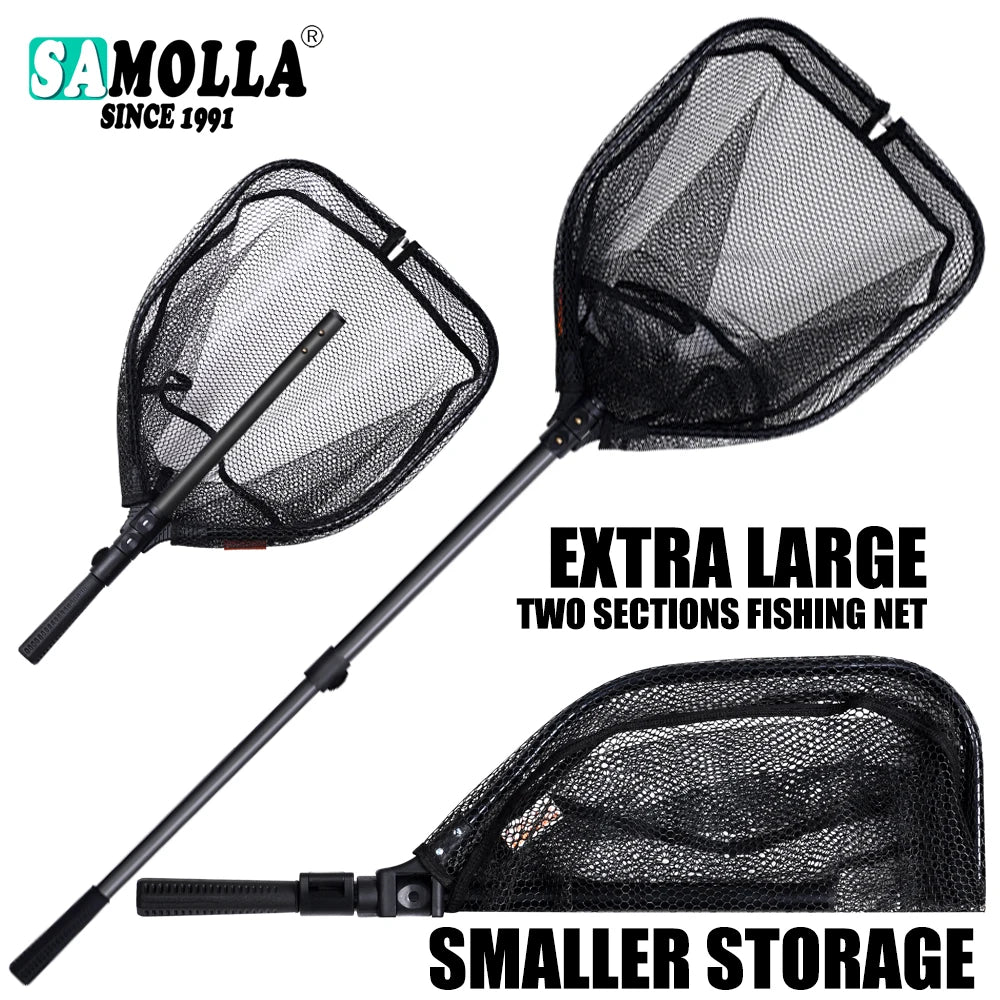 SAMOLLA Telescopic Fishing Landing Net | 130cm | Small Mesh | Retractable Hand Net