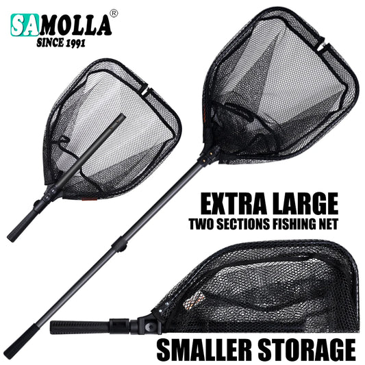 SAMOLLA Telescopic Fishing Landing Net | 130cm | Small Mesh | Retractable Hand Net