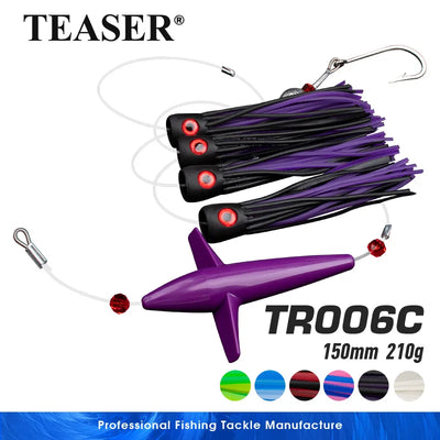 TEASER TR006-C Daisy Chain Bird Teaser | Feather Trolling Lure Set | Rigged Offshore Lure