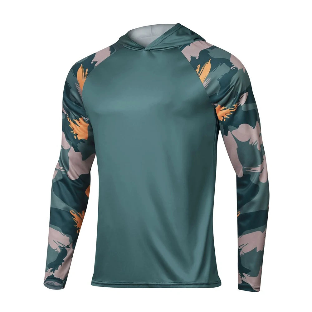 Men’s Camouflage Fishing Hoodie | UPF50+ Long Sleeve Sun Protection Fishing Shirt