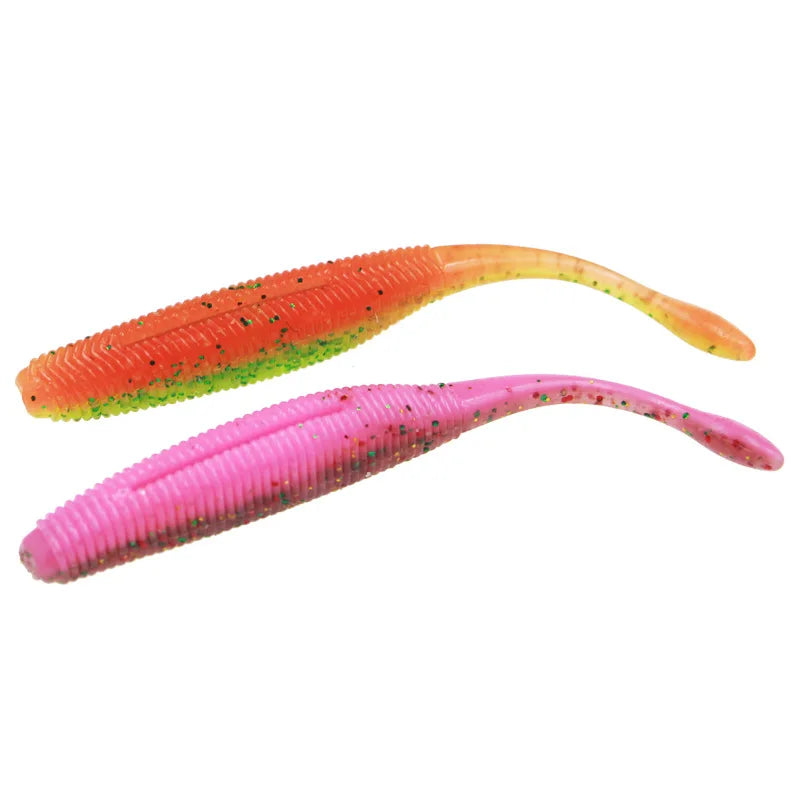 10pcs Stick Worm Soft Plastic Lures | 75mm / 90mm / 110mm Salted Straight Tail Soft Baits