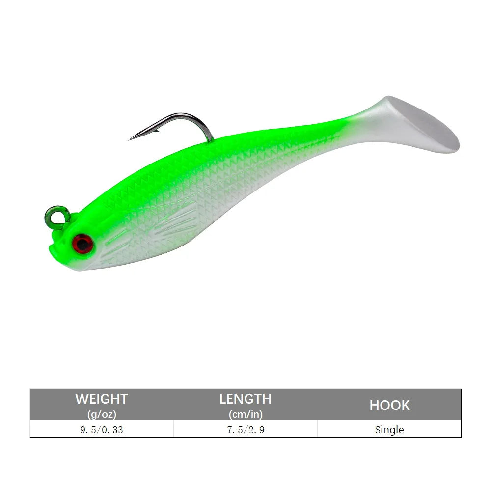 SANMO Curly Tail Soft Lure | 75mm / 85mm Sinking Swimbait | T-Tail Fishing Bait