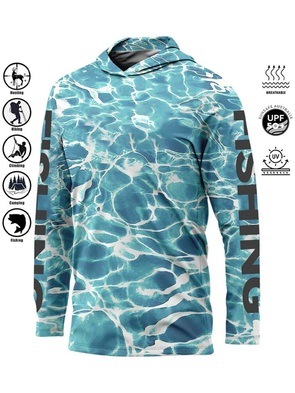 Men’s UPF50+ Fishing Hoodie | Quick-Dry Breathable Long Sleeve Fishing Shirt