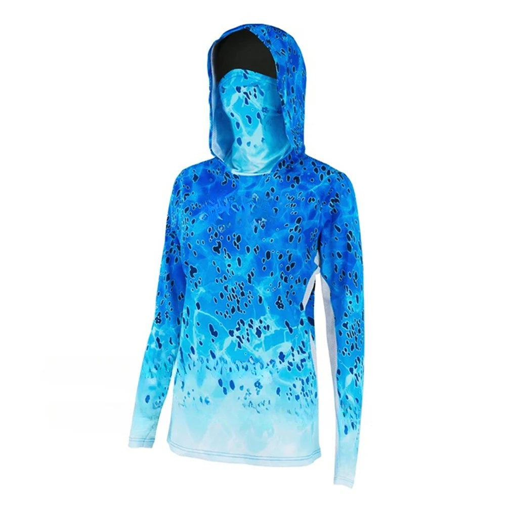 Women’s UPF50+ Fishing Hoodie with Face Mask | Long Sleeve Sun Protection Fishing Shirt