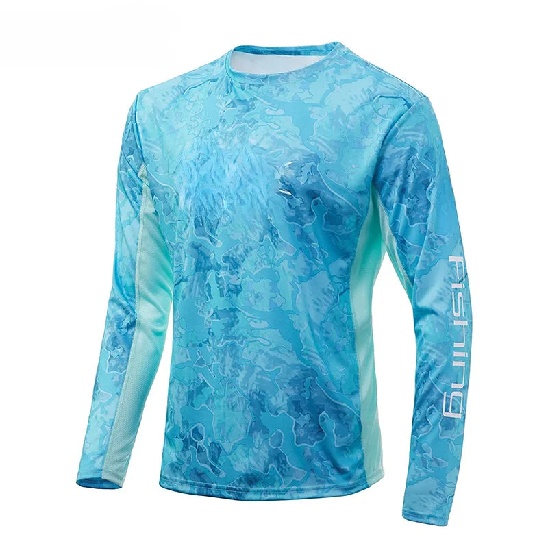 Autumn Blue Fishing Shirt | 3D Print Outdoor Performance T-Shirt
