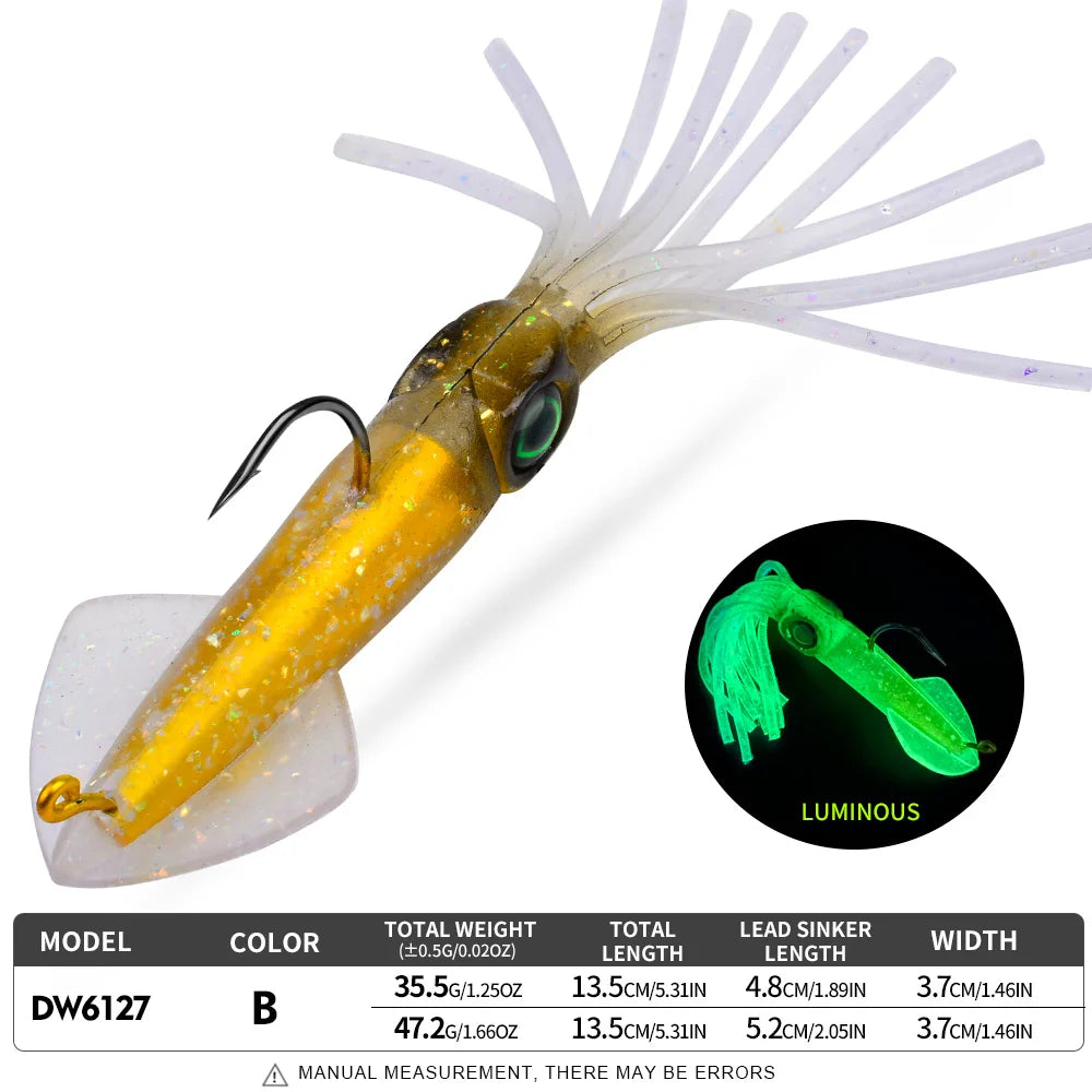 Proberos Luminous Squid Soft Jig | 35.5g / 47.2g | Heavy Lead Hook Swimbait