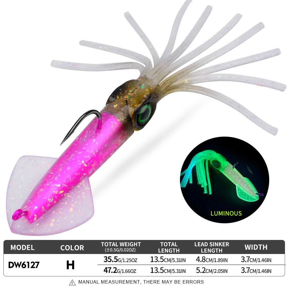 Proberos Luminous Squid Soft Jig | 35.5g / 47.2g | Heavy Lead Hook Swimbait
